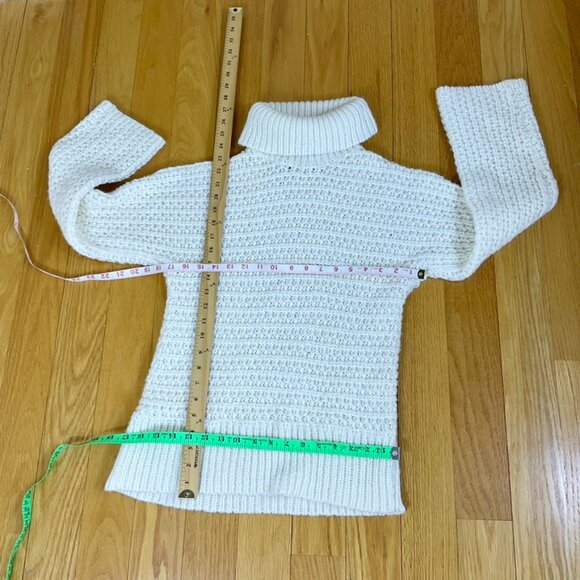Jones NY Sweater Turtleneck Chunky Knit Ivory Cream Wool Blend  (L) - Picture 7 of 7